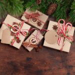 Christmas gift boxes with craft decor